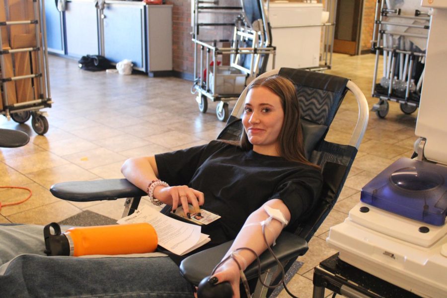 Lindsey Anderson donated blood during the Blood Drive on Octoer 28th. 